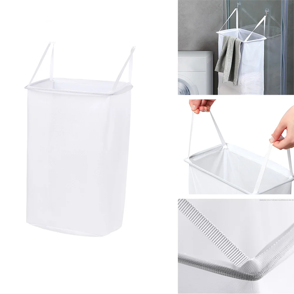 Белая настенная подвесная корзина для хранения грязной одежды в ванную комнату