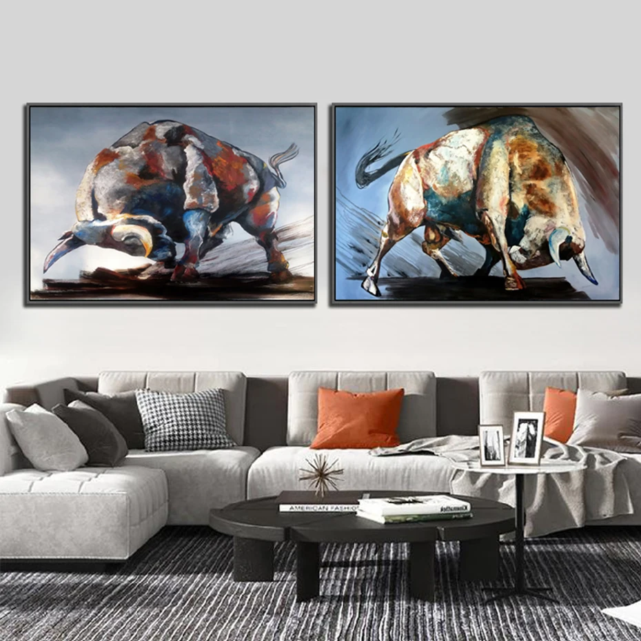 

Abstract Animal Bullfight Bull Canvas Painting Poster Wall Art Modern Pictures Living Room Decoration Home Interior Decor