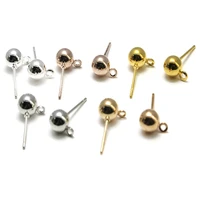 50pcslot 3 4 5 6mm round ball stud earring post pins needle with loop for diy earrings jewelry making findings accessories