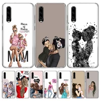 Baby Mom Girls Cover Phone Case For Huawei P30 Lite P20 P40 P50 Mate Pro Luxury Clear Print Shell Coque