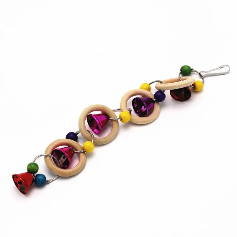 Деревянные кольца колокольчики игрушки для попугая птица подвесная клетка