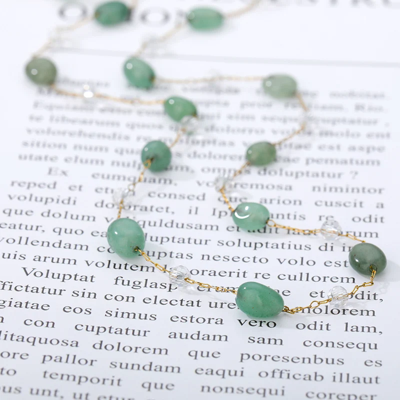 Irregular Clear Stone Necklace For Girl Stainless Steel Link Chain Green Color Transparent Pendant 2020 Wedding Gifts | Украшения и