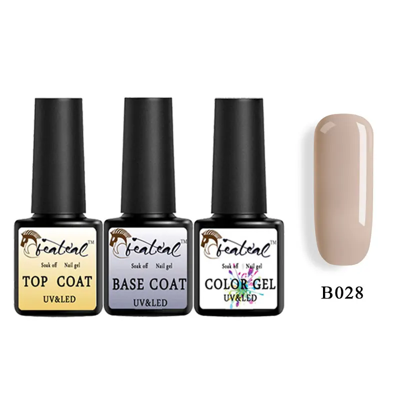 B028 Beateal, 3 шт./лот, верхнее Базовое покрытие, Гель-лак, набор гель-лаков, 8 мл, УФ-гель для наращивания ногтей, цвет Vernis, замочить, длительное лазерное покрытие - Цвет: B028