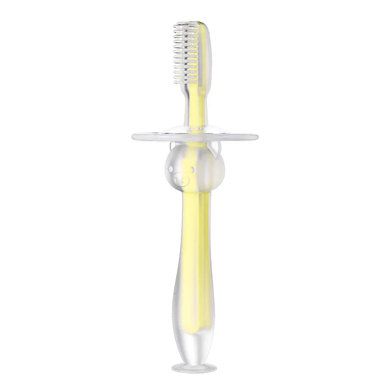 

Suction Cup Silicone Training Toothbrush for Baby Standable Child Toddler Mouth Cleaning Toothbrush with Safety Baffle Plate