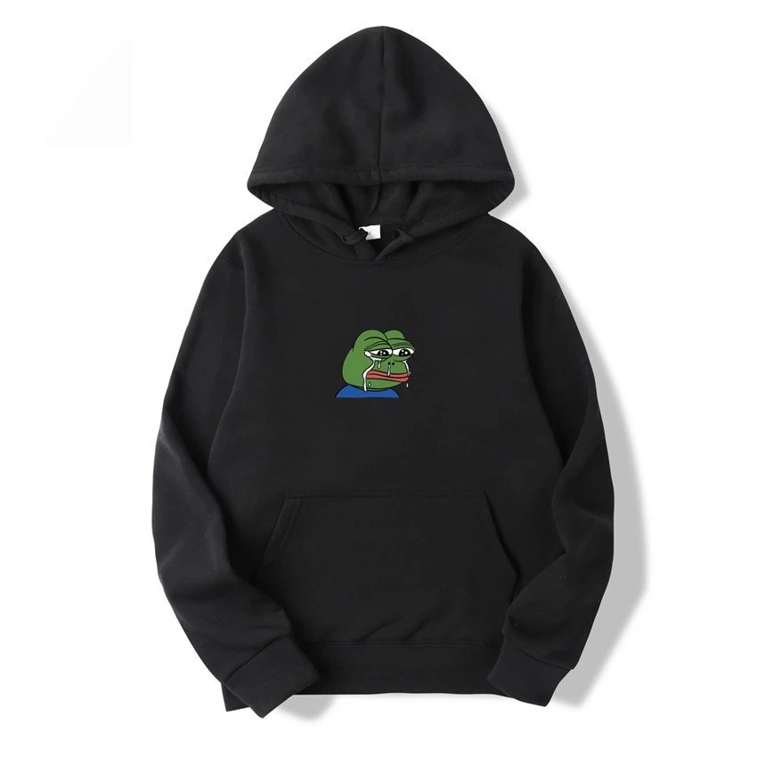

Fashion men's hoodie graffiti print sad frog hoodie sweatshirt men's hip hop fleece new yellow pink men and women hooded suit