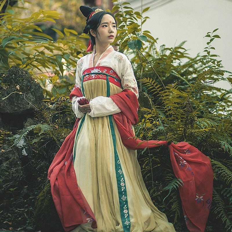 

Hanfu Женские китайские танцевальные костюмы китайский традиционный костюм ханфу китайское платье Летний костюм династии Тан платье феи SL1265