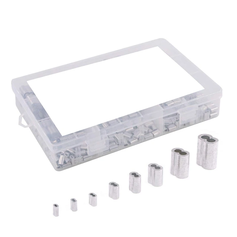 315 шт. 8 размеров алюминиевый обжимной рукав Двойной баррель наконечник для