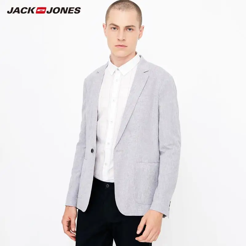 Пиджак JackJones мужской тонкий деловой Повседневный базовый блейзер из хлопка и