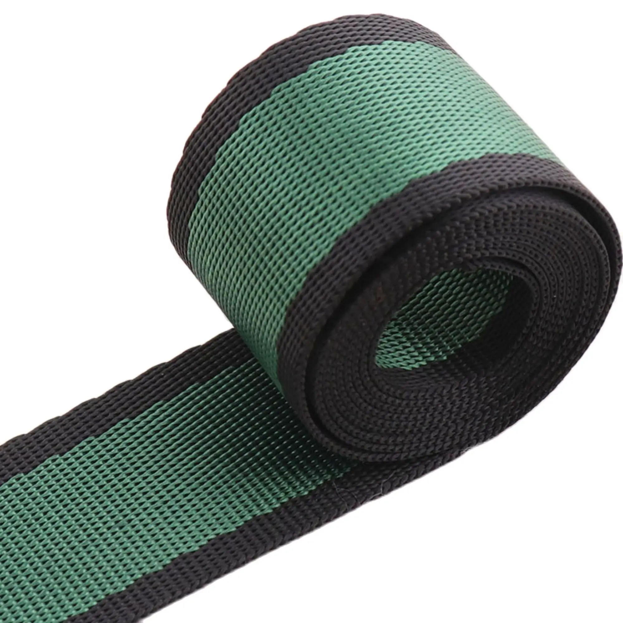 Сумка в полоску темно-зеленого цвета с гладкой лентой черными краями сумки