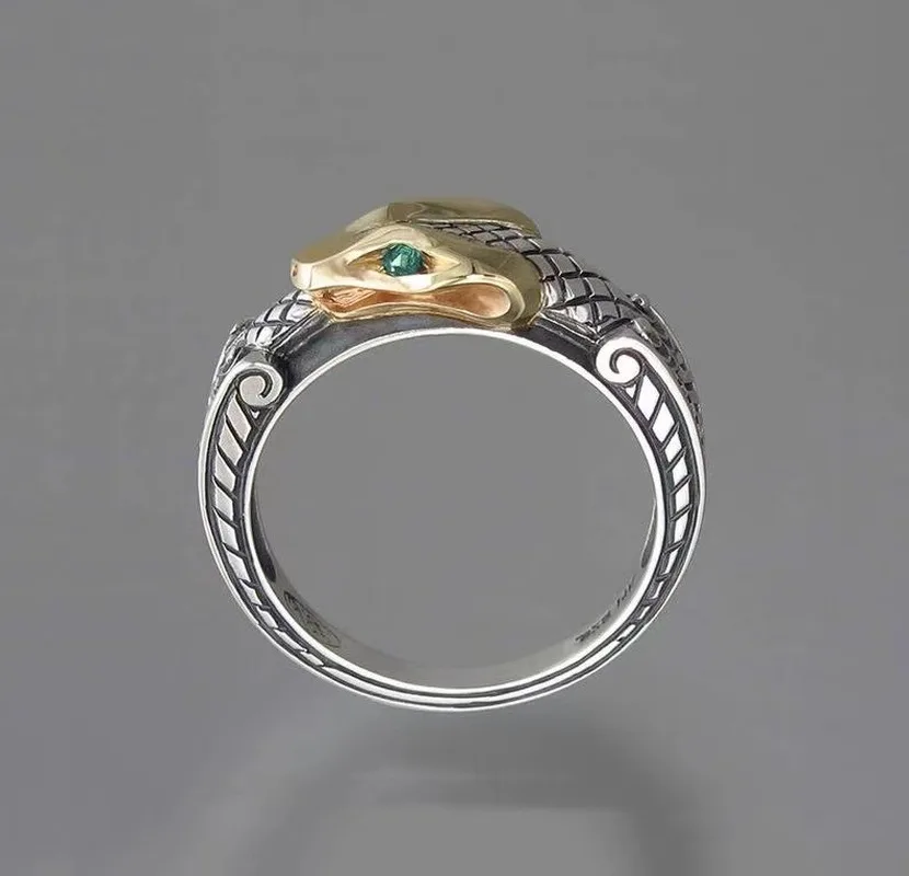 Кольцо двухцветное в виде змеи для мужчин и женщин Ювелирное Украшение стиле