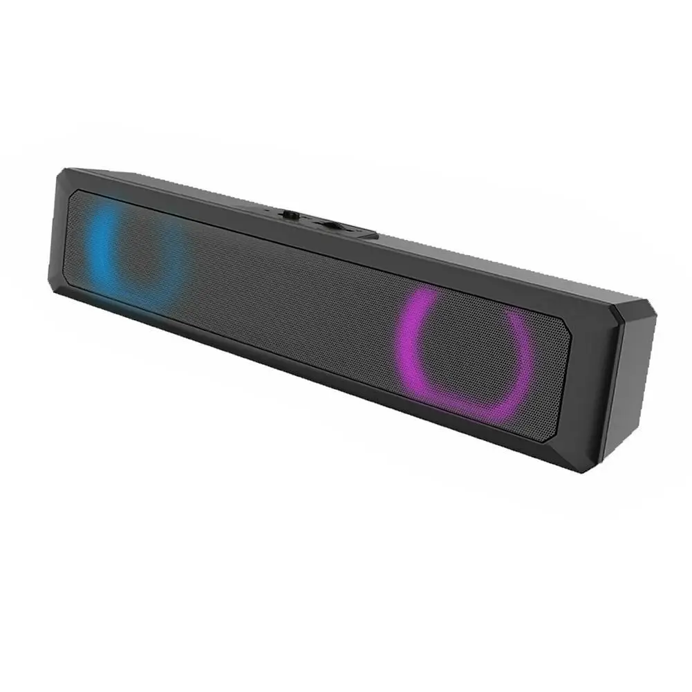 

1PC Computer Stereo Soundbar Speaker USB Powered Colorful Lights Bluetooth-compatible Player For PC Desktop Laptop