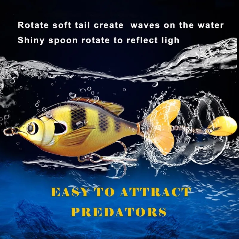 

CCLTBA 9.5cm 16.9g Topwater Wobbler Bait Lifelike Gold Fish Artificial Crankbait Fishing Lure Soft Rotating Tail Floating Bait