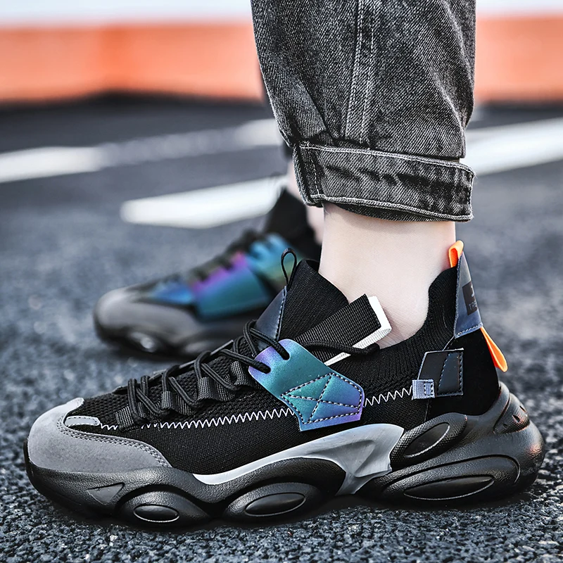 

Fashion Men Sneaker Mens Casual Shoes Luxury Shoes Male Trainer Sport Running Shoes Zapatos Hombre Thick Bottom Reflective Shoes