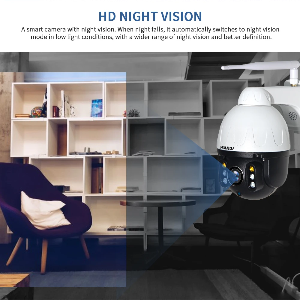 

INQMEGA 1080P 2MP PTZ IP Camera Auto Tracking Outdoor Waterproof Mini Speed Dome Camera IR 30M P2P Camera Home Security Camera