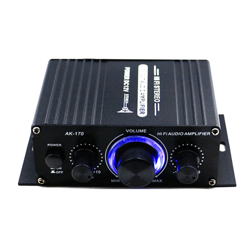 AK170 автомобильный усилитель 12 в мини Hi-Fi Разъем усилитель-сабвуфер усилитель Радио MP3 Канал Стерео звук для автомобиля мотоцикла