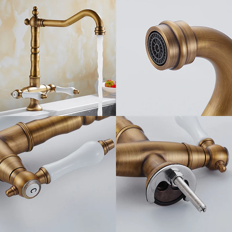 Смеситель горячей и холодной воды на палубе с двумя ручками смесители для