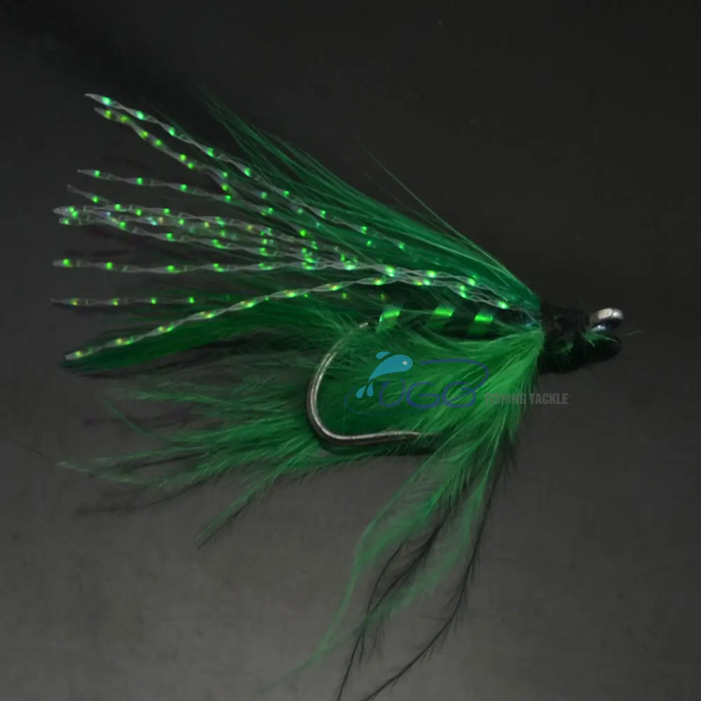 

Wifreo 10PCS 7# Green Flasher Holographic Streamer Fly Trout Fishing