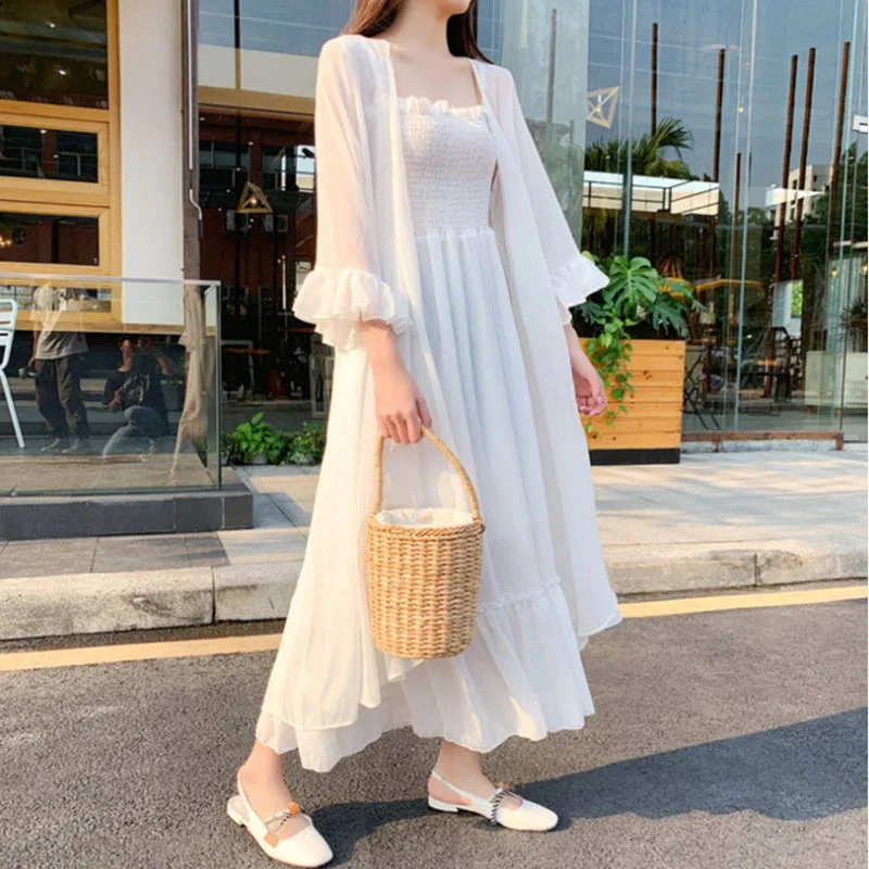 Летняя пляжная одежда Geskeey в богемном стиле длинное кимоно кардиган однотонная