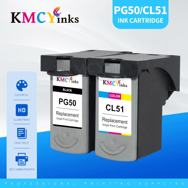 Картридж kmcyink PG50 CL51 для принтера Canon pg 50 cl 51 PG-50 CL-51 Pixma iP2200 iP6210D iP6220D MP150 MP160 MP170 MP180 |
