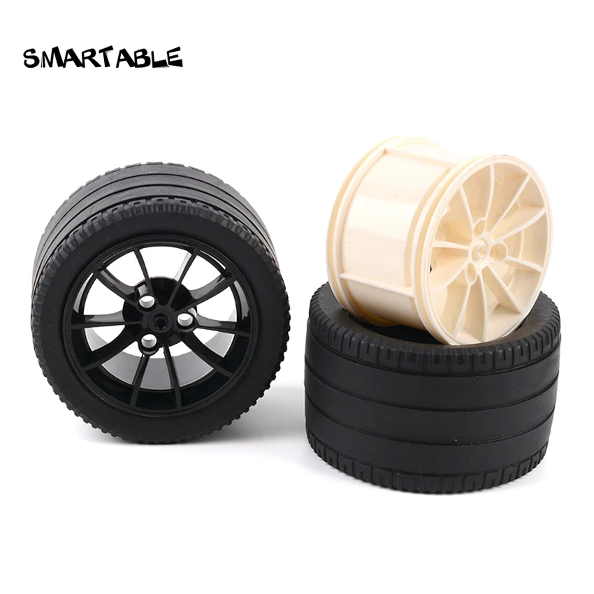 

Smartable Technical 81.6x44mm Wheel +Tyre MOC Parts Building Block Toy For Car Educational Gift Compatible 23799+23800 4pcs/Lot