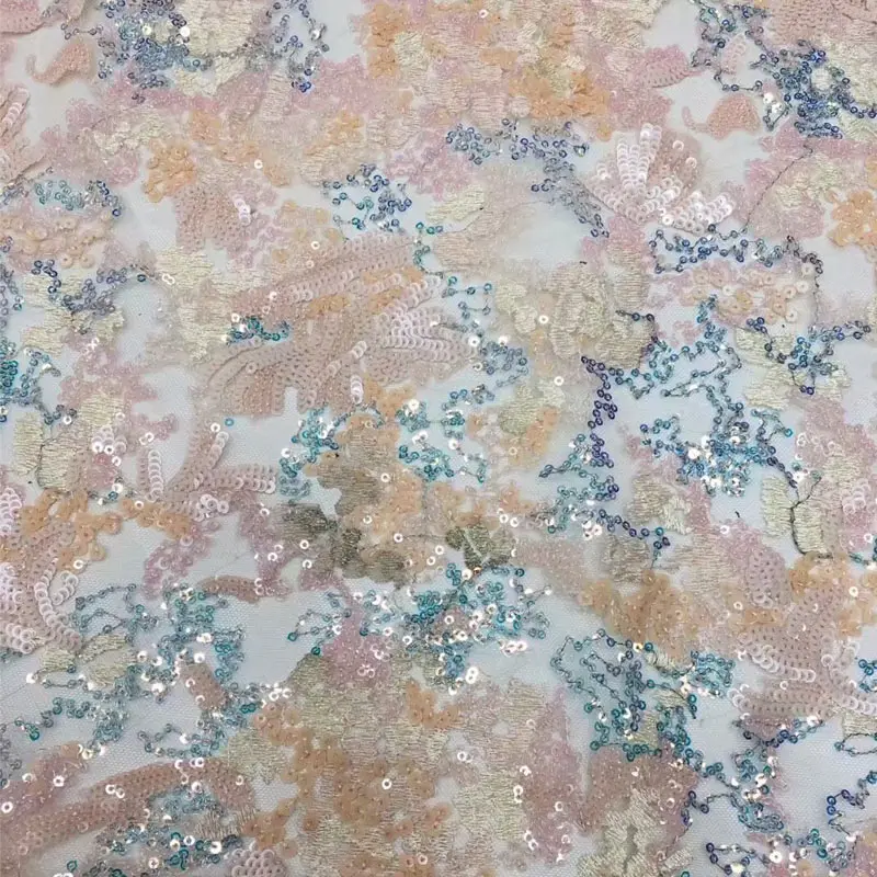 

Latest African Net Lace Fabric 2020 High Quality Sequins Nigerian Lace Fabrics 5Yards French Tulle Lace Material f200330