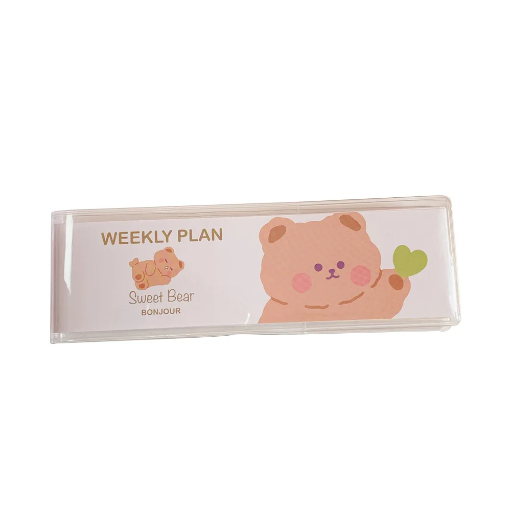 

Cartoon Bear Weekly Plan PVC Cover Memo Pad Kawaii Stationery Notebooks Writing Pads School Supplies