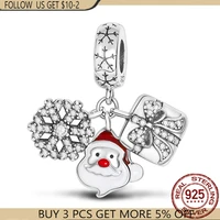 hot 2021 new 925 silver color christmas snowflake gift box beads charms fit 925 pandora bracelet making diy jewellry woman gift