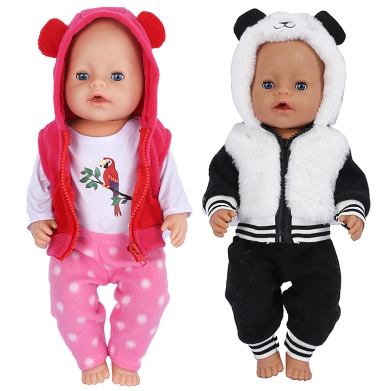 

Кукольная одежда для новорожденных 43 см, аксессуары для кукол, розовый красный динозавр, цельный костюм для ребенка, подарок на день рождени...