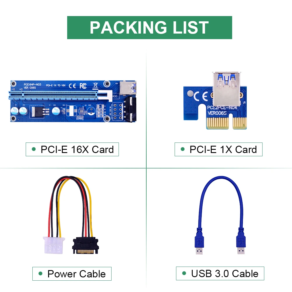 CHIPAL 10 шт. VER006 30 см/60 см/100 см PCI Экспресс Райзер карта 1X до 16X расширитель кабеля SATA к