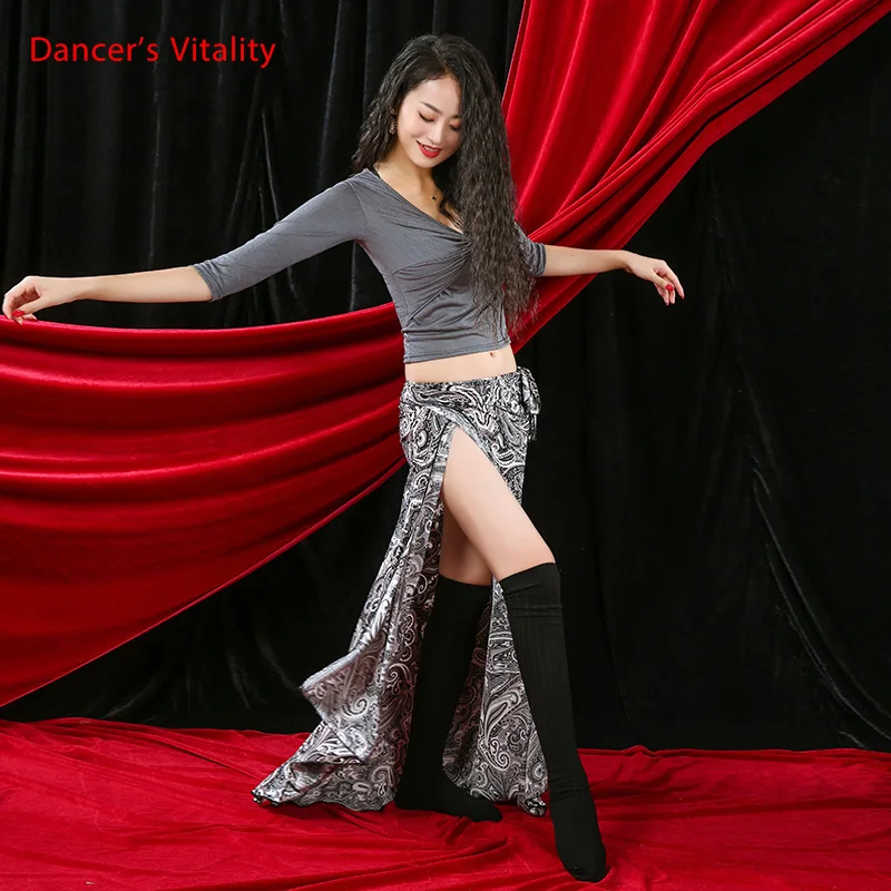 Новая одежда для танца живота сексуальный топ + длинное платье комплект из 2