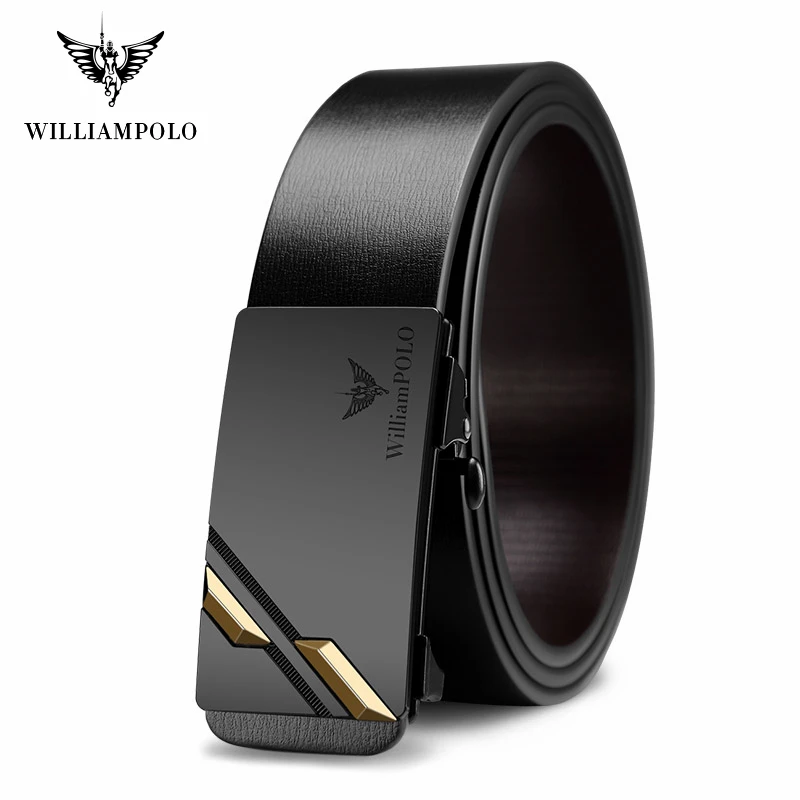 Мужской ремень из натуральной воловьей кожи WilliamPolo роскошный брендовый с