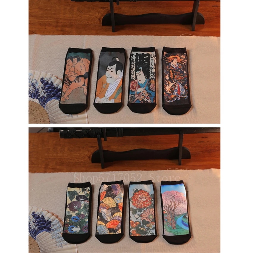 Винтажные мужские носки самурая 17 цветов в японском стиле кимоно гейши