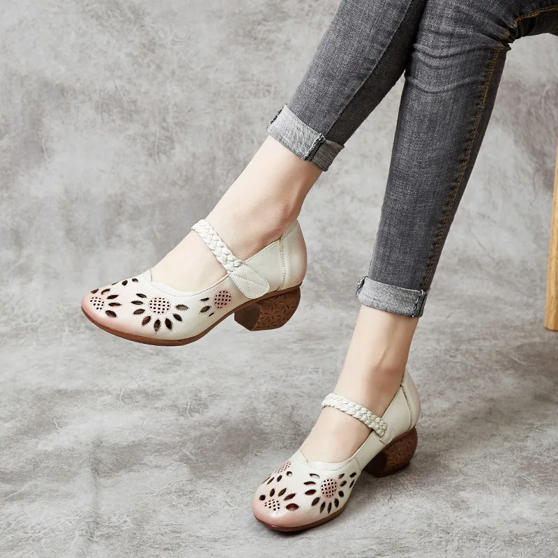 

YourSeason Genuine Leather Retro Women Hollow Shoes 2020 New Summer Handmade Ladies Hook Loop Sewing Casual Sandals