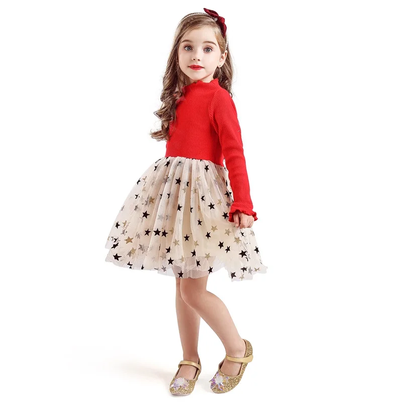 Fashion Winter Dress for Girl Red New Year Clothes Kids Dresses Girls Christmas Knitted Costume Long Sleeve Vestido infantil | Детская