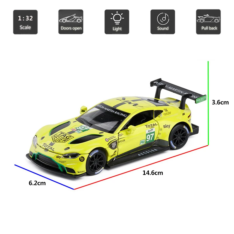 HOMMAT 1/32 Aston Martin Vantage GTE Le Mans модель автомобиля сплав литье под давлением игрушечная