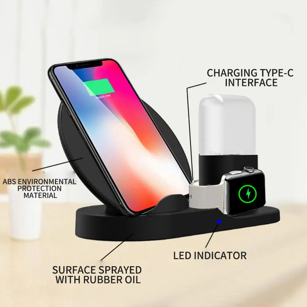 Беспроводное зарядное устройство 3 в 1 10 Вт для iPhone iWatch Airpods | Мобильные телефоны и