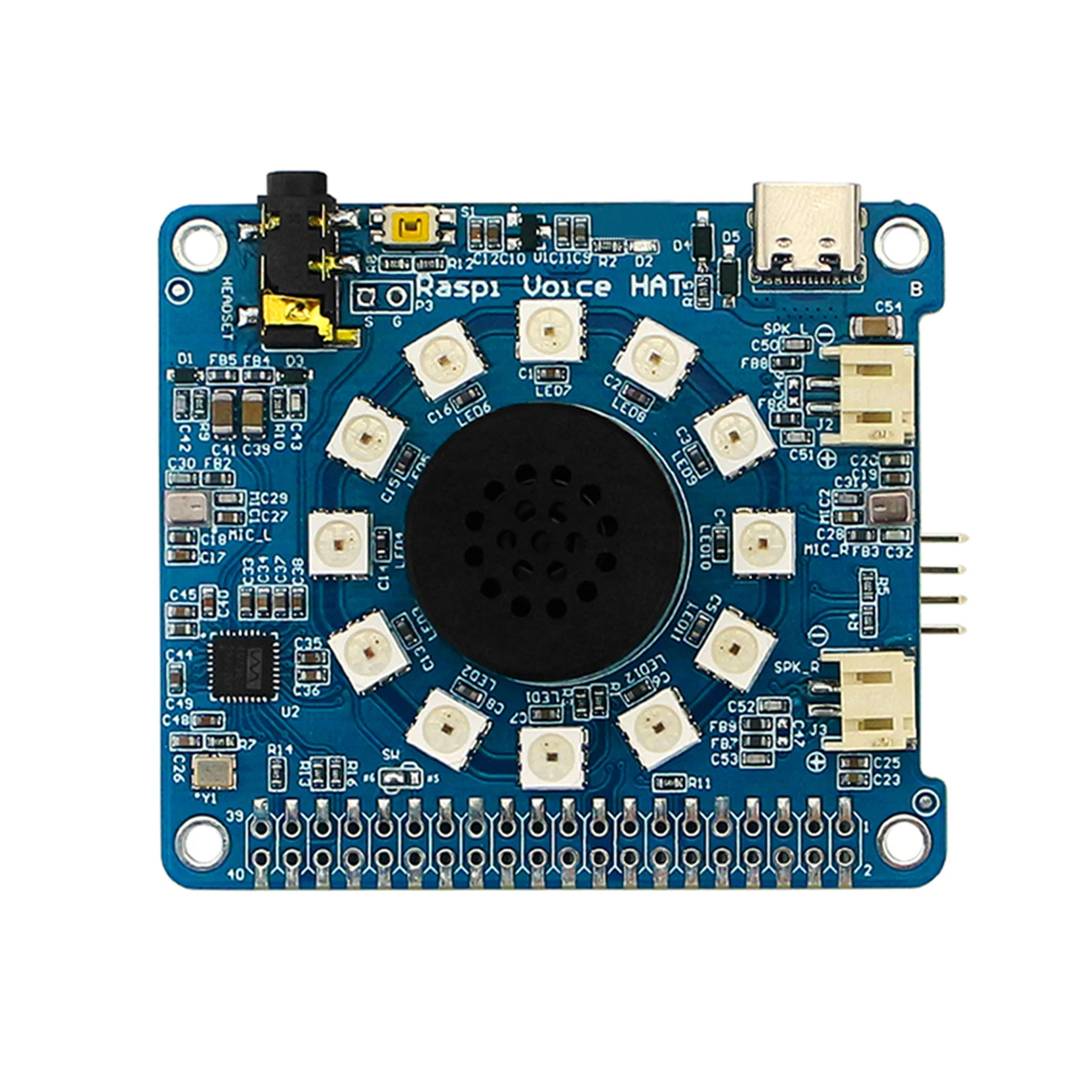 WM8960 Expansion Board Dual Mic Type C With RGB LED 1W Recording Computer Audio Amplifier Module 4B Voice HAT | Компьютеры и офис