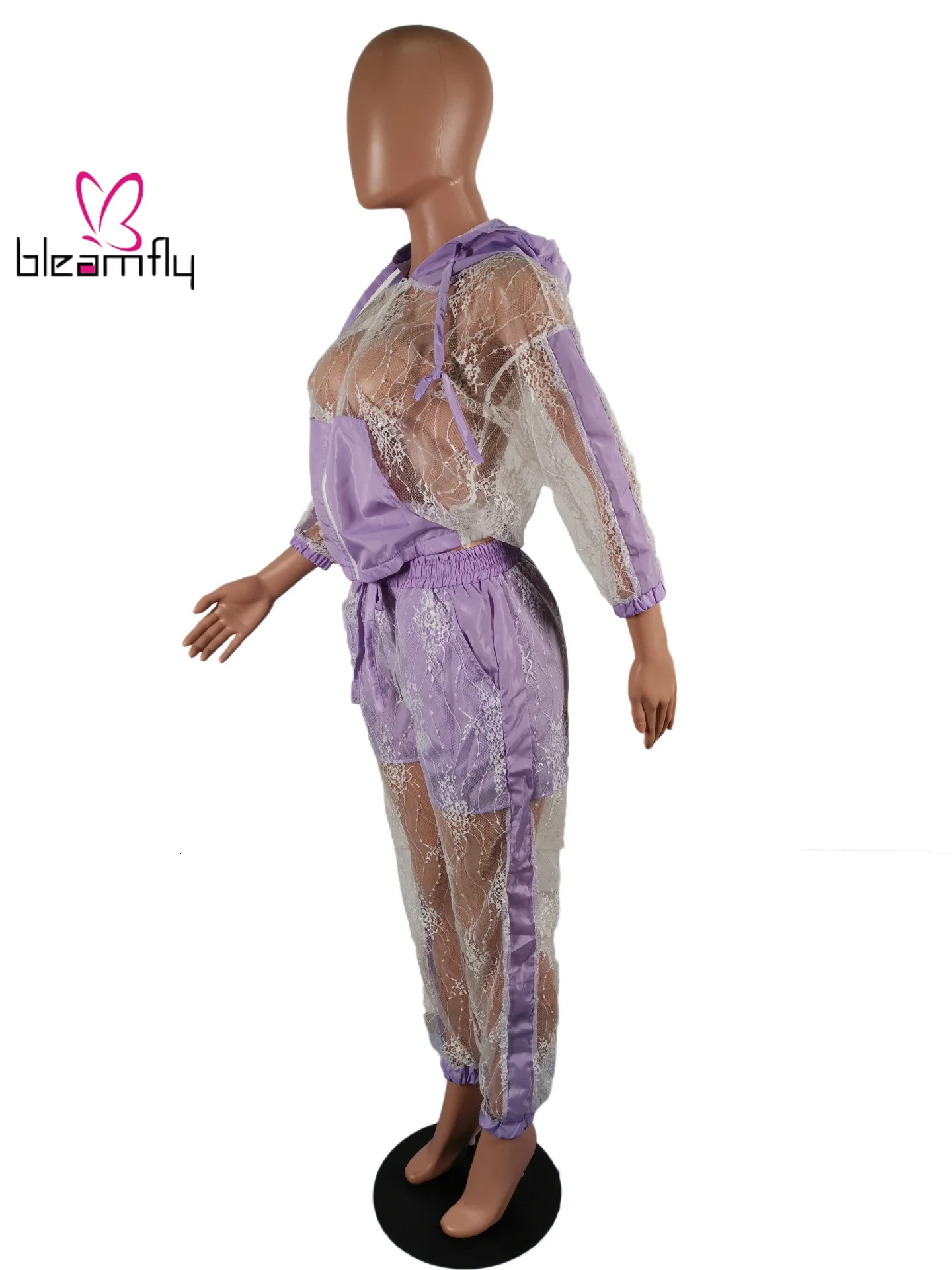 Осенний женский кружевной Тренч с капюшоном брюки карандаш комплект из двух