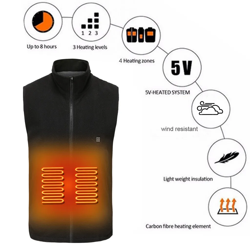 Новинка 2019 зимняя куртка с электрическим подогревом жилет тканевое пальто для