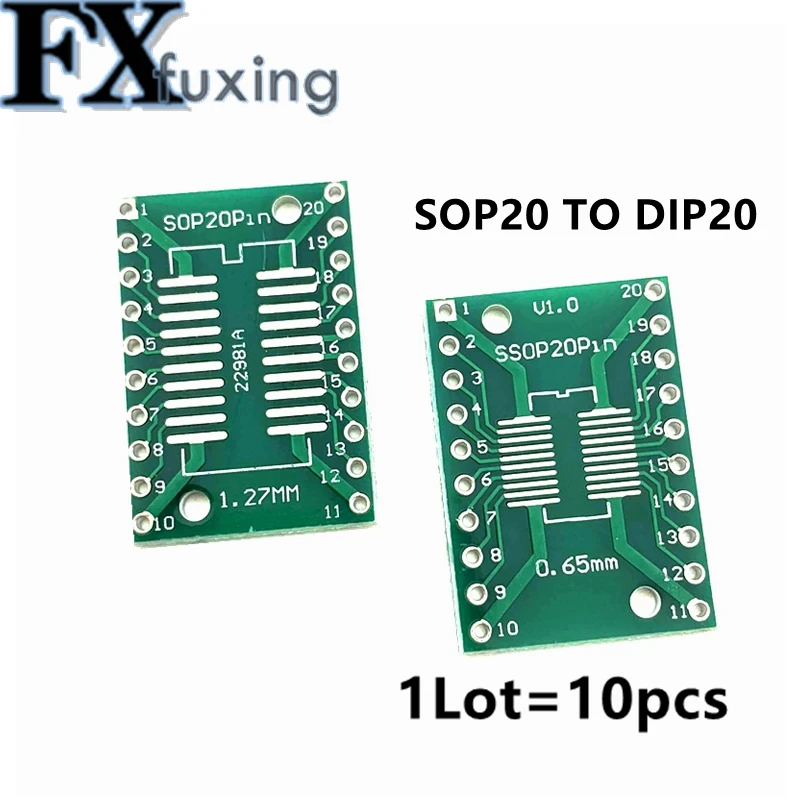 

10 шт. SOP20 SSOP20 TSSOP20 to DIP20 Pinboard SMD для DIP Adapter 0,65 мм/1,27 мм до 2,54 мм DIP Pin Pitch PCB Board конвертер