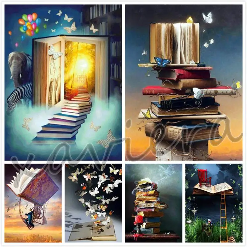 

5D Diy Diamond Embroidery Full Square Drill Magic Book Butterfly Landscape Diamond Painting Mosaic Cross Stitch Home Decor Craft