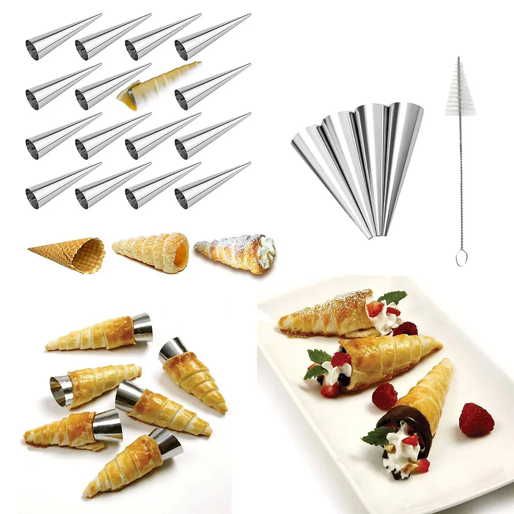 

Baking Cones Stainless Steel Spiral Croissant Tubes Horn bread Pastry making Cake Mold Cookie Dessert Baking Tool