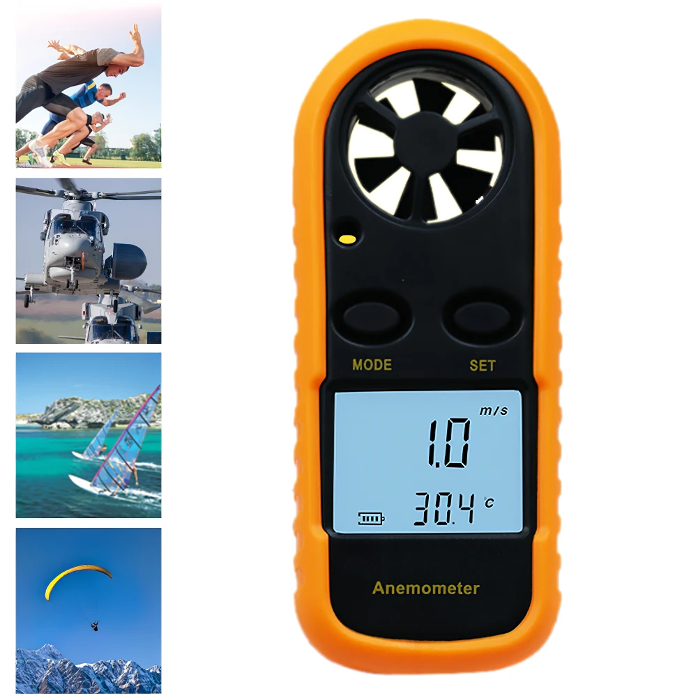 

2021 New Digital Anemometer 0-30m/S Wind Speed Meter -10 ~ 45 C Temperature Tester Anemometer With LCD Backlight Clear Display