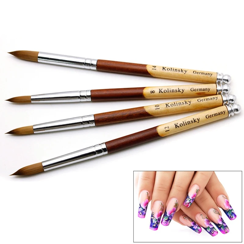 

1PC Kolinsky Sable Acrylic Nail Art Brush No. 2/4/6/8/10/12/14/16/18 UV Gel Carving Pen Brush Liquid Powder DIY Nail Drawing