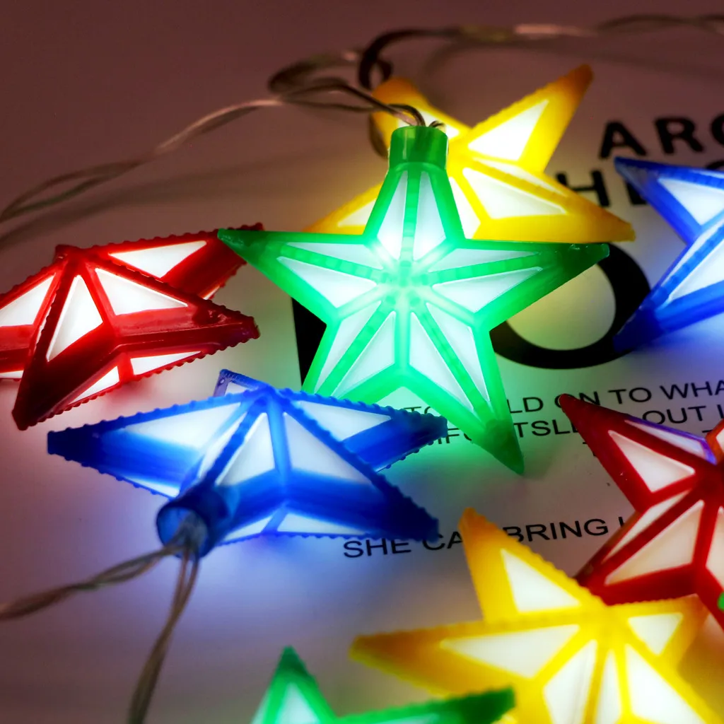 Декоративная гирлянда с красной пентаграммой 10 светодиодов тип батареи 1 65 м