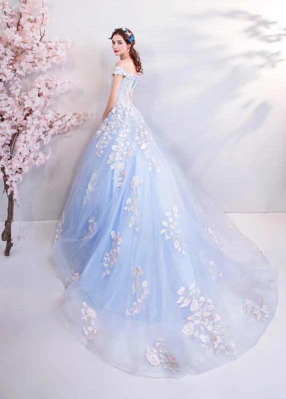 Vestidos De 15 Anos Azul Бальные платья милые 16 длинные Skly Синие Аппликации Бисероплетение