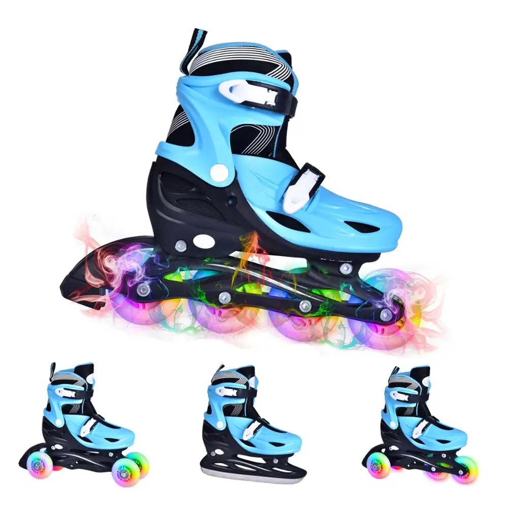 2020 4 in 1 Adjustable Inline Skates Kids Flashing Roller Skates Four Roller Skates Outdoor Children Skates