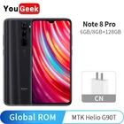 Смартфон Xiaomi Redmi Note 8 Pro, 8 ГБ, 128 ГБ, 64-мегапиксельная четырехъядерная камера дюйма, Helio G90T, аккумулятор 4500 мАч, быстрая зарядка 18 Вт