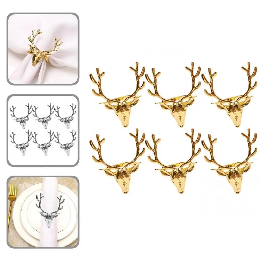 

Practical Napkin Holder Deer Design Elegant Dinning Napkin Holder Napkin Circle Napkin Holder 6Pcs