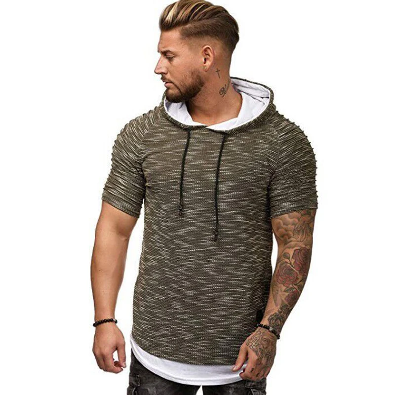 E-BAIHUI New Men Hooded T Shirt Summer Fashion Short-Sleeve streetwear T-Shirts Male Tops strange hip hop Camisa Masculina G031 | Мужская